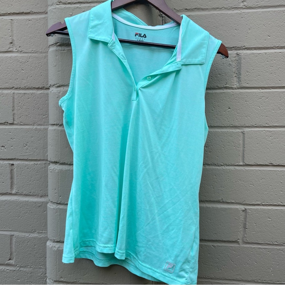 Fila Sport Golf Polo Women's Lg - mint blue green